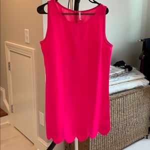 Never worn hot pink dress with scalloped edge